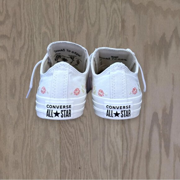 Converse Chuck Taylor All Star Low Top White Floral Embroidered Sneakers 8 - Picture 7 of 12